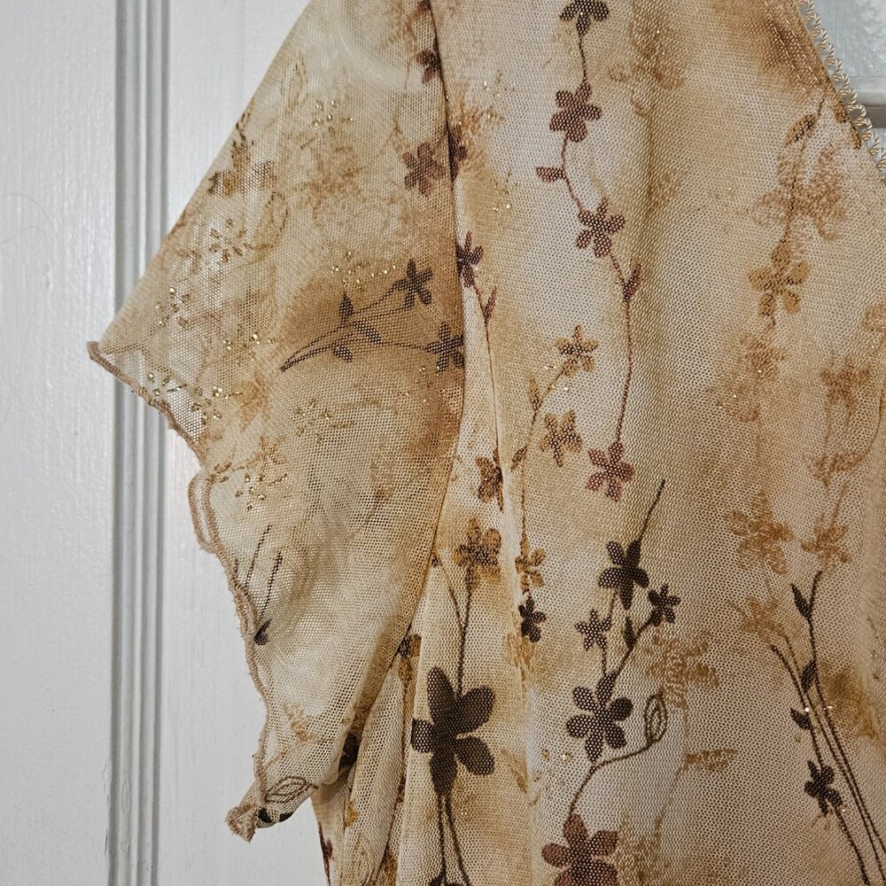 Fashion Bug Summer Floral Dress with gold sparkle dotted through out. SZ 18-20 - Picture 6 of 10